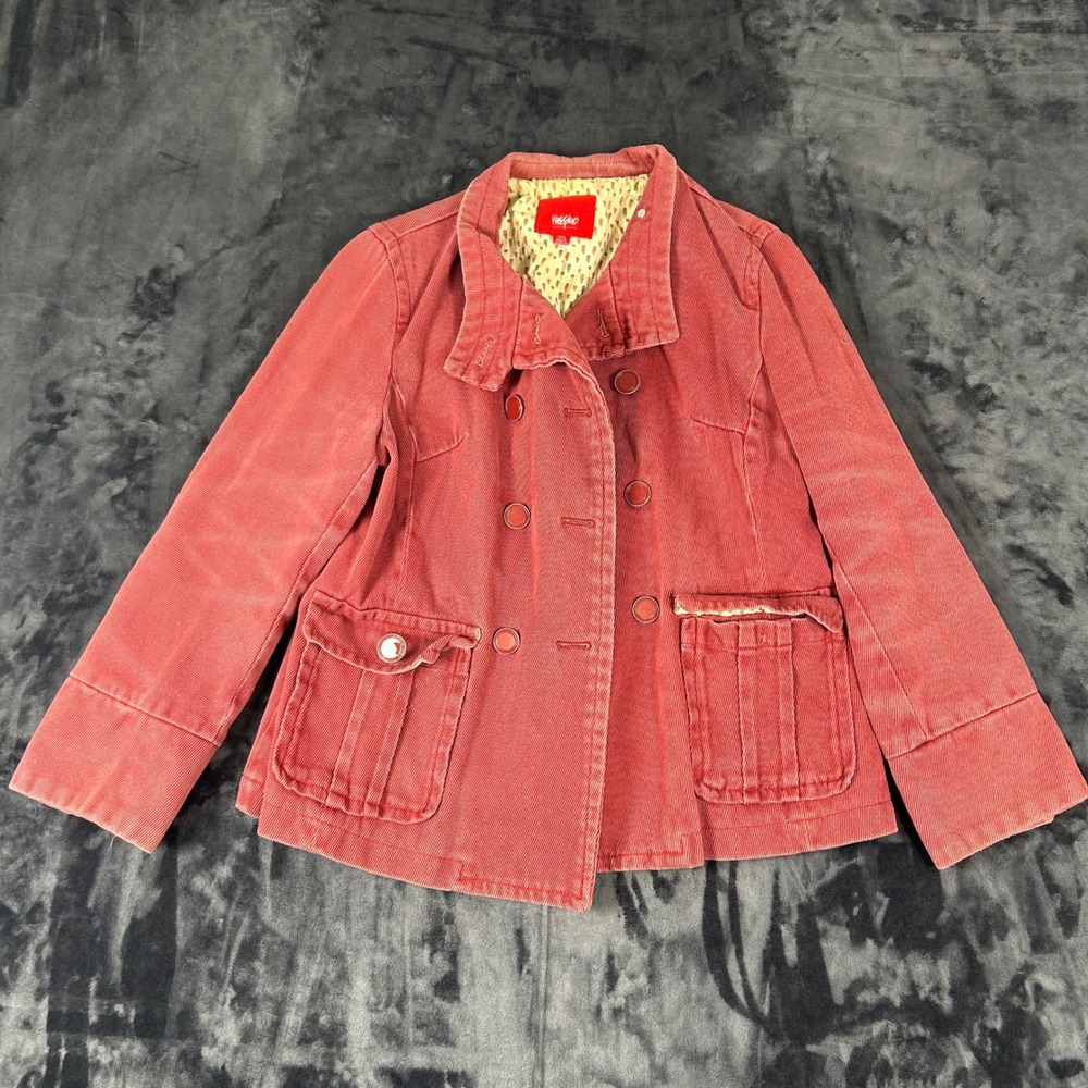 Mossimo Corduroy Pea Coat Womens XXL Red Double Breasted Utility Jacket